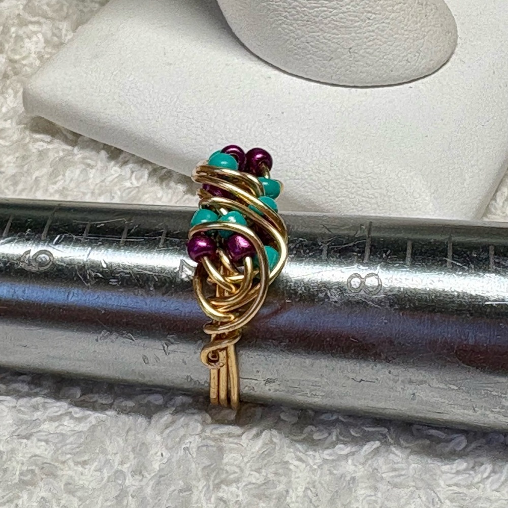 Gold and Purple Wire Wrapped Ring - Picture 8 of 9